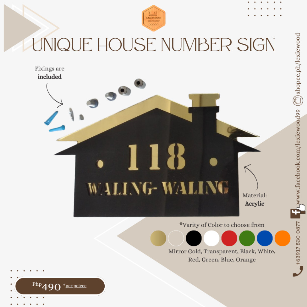 UNIQUE HOUSE NUMBER SIGN ACRYLIC BLACK AND WHITE | Shopee Philippines
