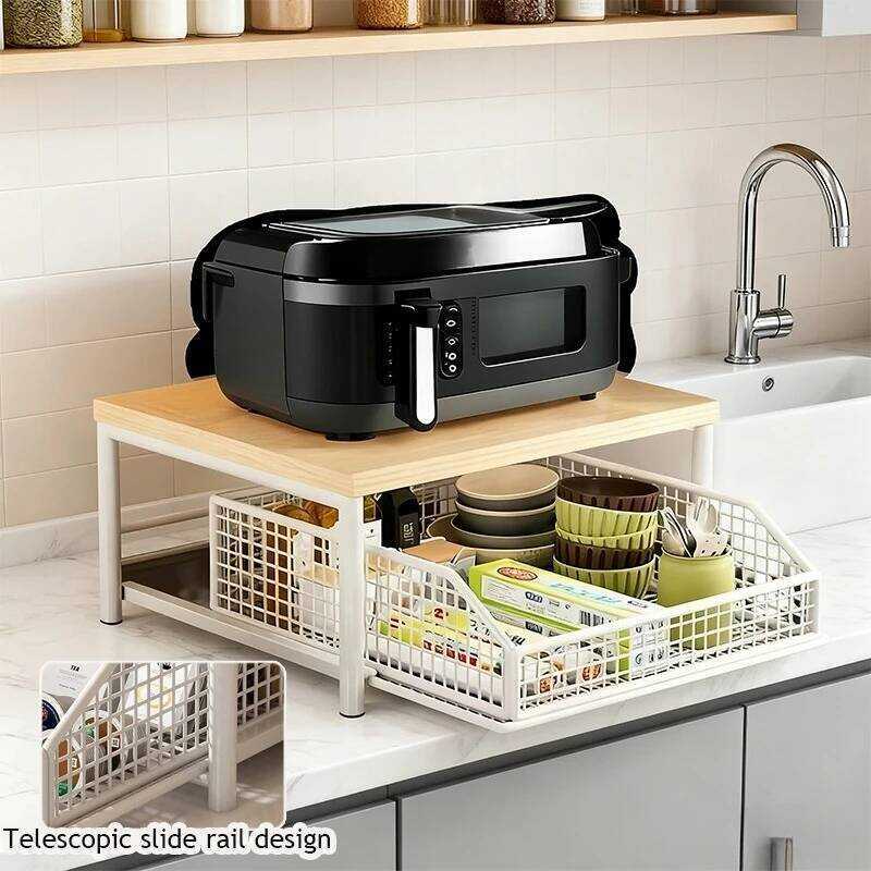 White Kitchen Countertop Organizer Large Size Storage Rack Coffee Hine ...