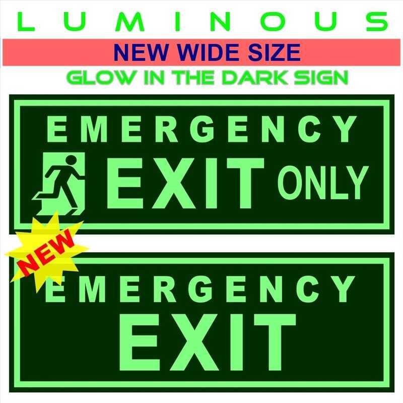 Luminous Sign Emergency Exit, Entrance New Wide Size Glow In The Dark ...