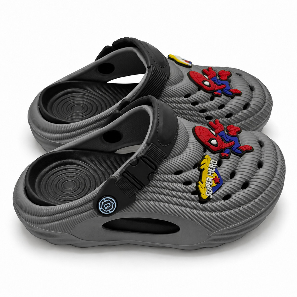 FANTAS Gray Black Boys Clogs Cartoon Anime Drip-Molded PVC Charms ...