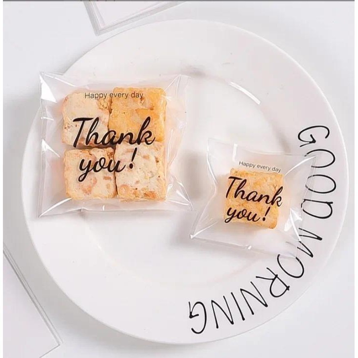 100Pcs Thank You Cookie Bread Bags Self Adhesive Plastic Food Packaging ...