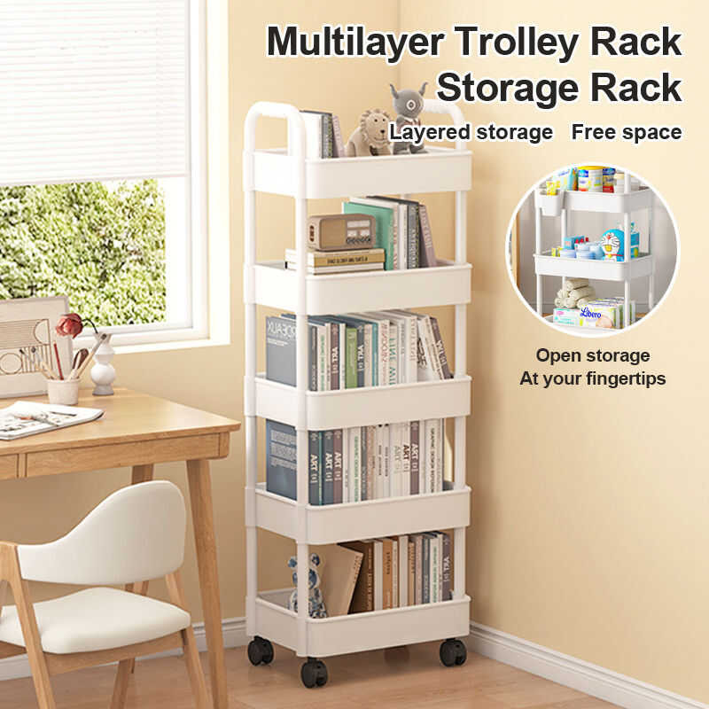 C5f 2/3/4/5 Layers Trolley Cart Moving Rack Kitchen Storage Shelf ...