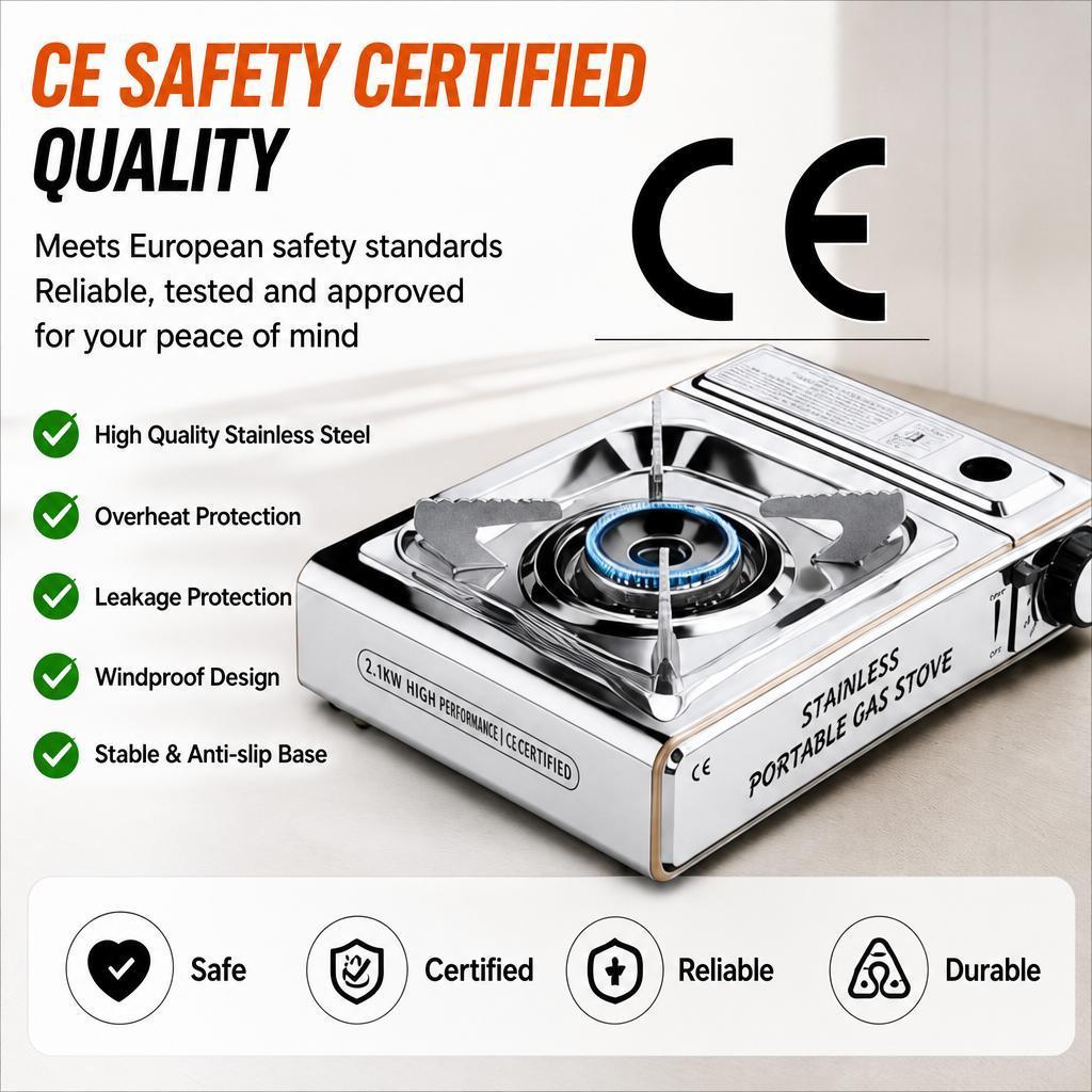 Portable Mini Butane Gas Stove Stainless Steel Outdoor Camping Stove 2 ...
