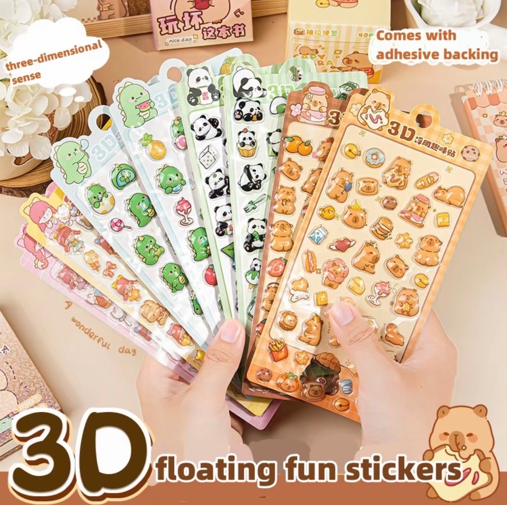 3D Cute Capybara Animal Stickers, PVC Eco-Friendly Self-Adhesive, 1 ...