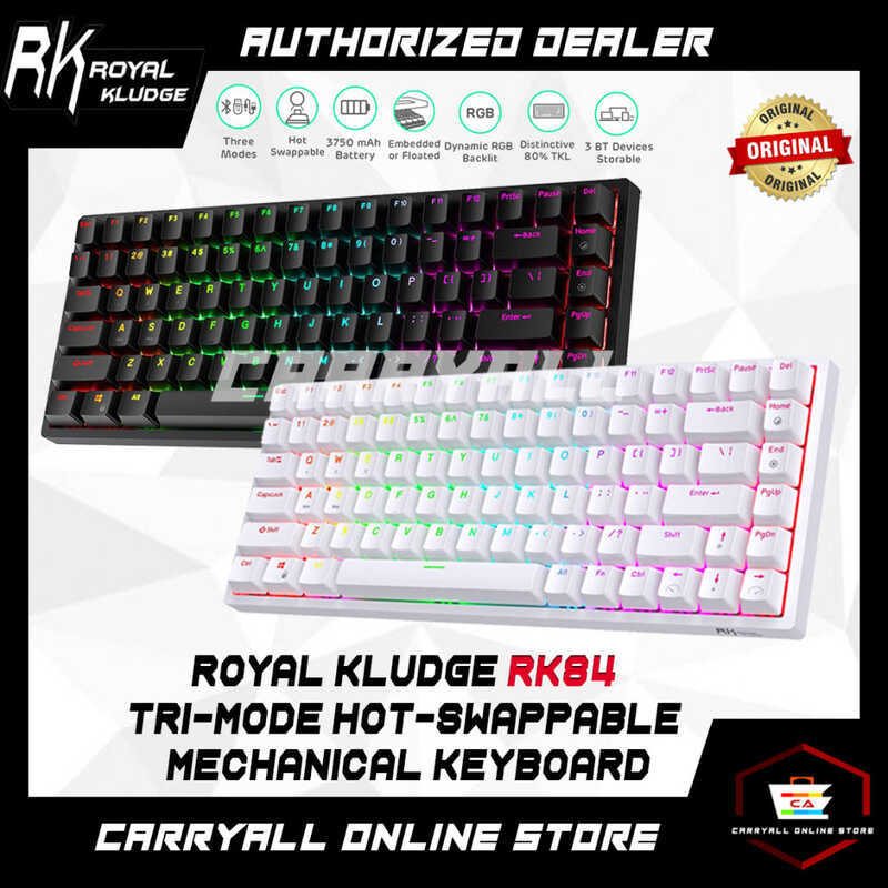 RK Royal Kludge Rk84 Wireless Tri-Mode RGB 84-Keys Hot-Swappable ...
