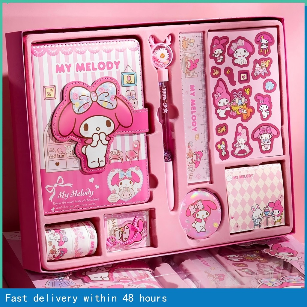 Sanrio Notebook Handbook Stationery Set Gift Box Melody Kuromi Large ...