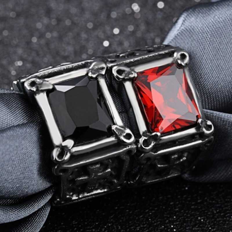 Men's Fashion New Personality Inlaid Red Cross Ring Trendy Hip-Hop Ring ...