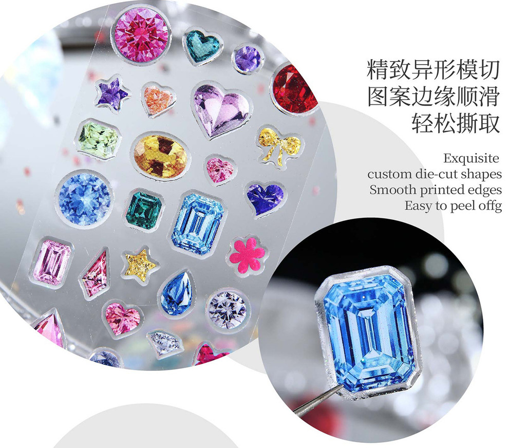 Mr. Paper 1pcs/bag Epoxy Resin Stickers Star Heart Bow Gemstone Pattern ...