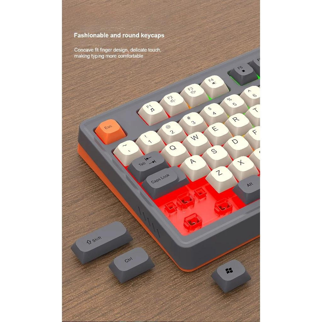 Raiku 98-Key Silent Gaming Bundle: Wired Keyboard with Rainbow LED ...