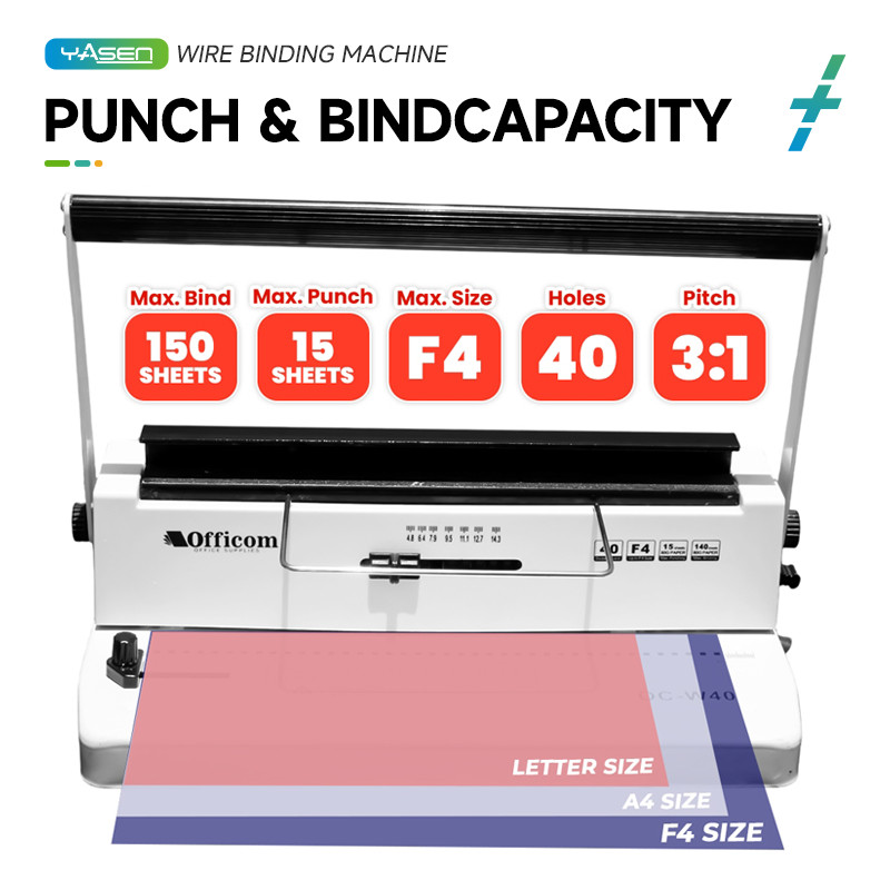 Officom OC-W40M F4 Binder: 40-Hole Wire Machine for Reports/Legal Docs ...