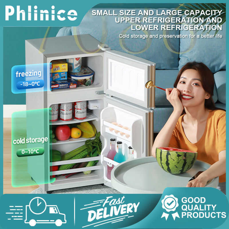 【Fast Shipping】Phlinice 3.46 Cu Ft Feet Smart Refrigerator, Two Door ...