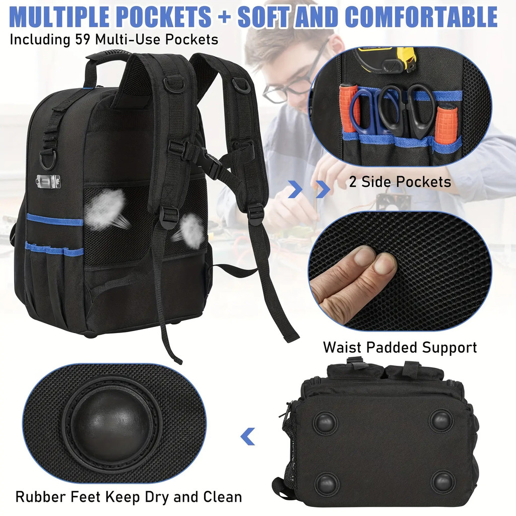 [Fast delivery]New Heavy-Duty Electrician Tools Backpack with Multi ...