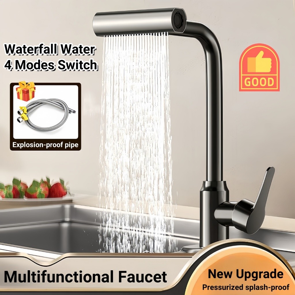 4In1 Rotation Waterfall Kitchen Faucet Multifunction Faucet Hot and ...