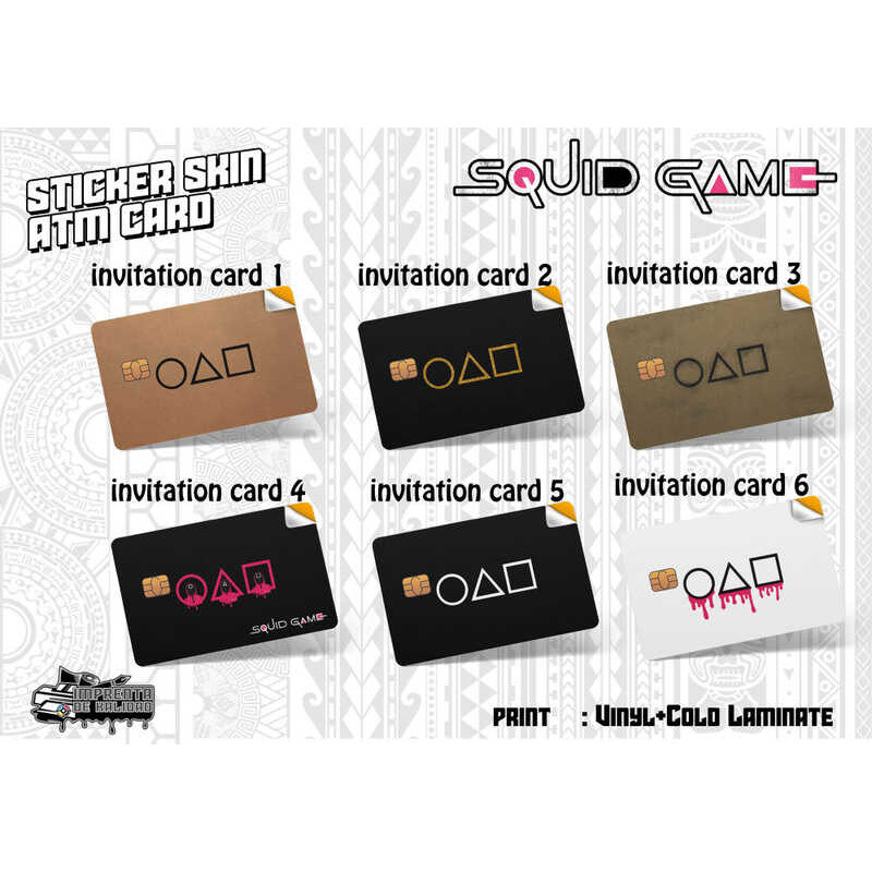 Squid Game Invitation Skin Card Sticker Vinyl Debit/Atm/Beep Card ...