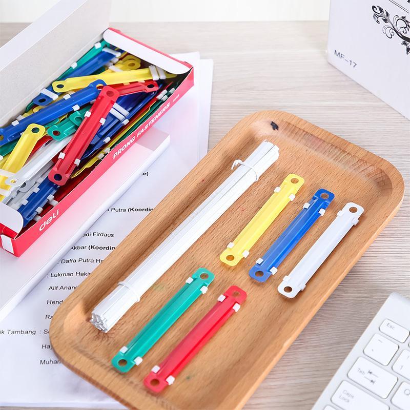 Deli E5548 Mixed Color 80mm Plastic Two-Prong File Fasteners Durable ...