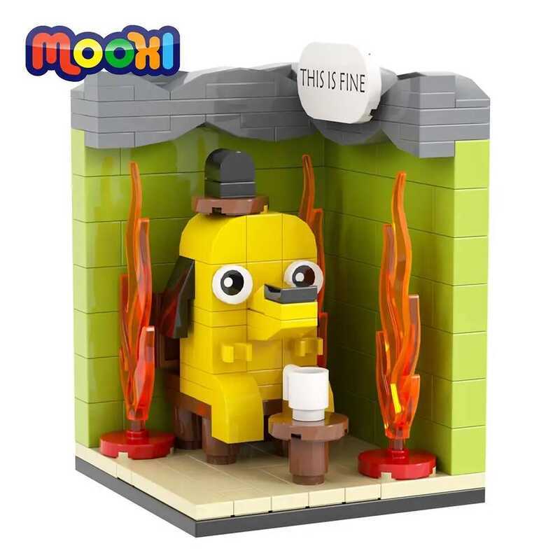Y MOOXI THIS IS FINE 2.0 134Pcs MOC Bricks Creative Cariure Figure ...