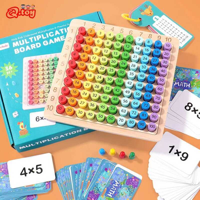 Xj Wooden Math Toy Multipliion Table Board Game Children Montessori ...