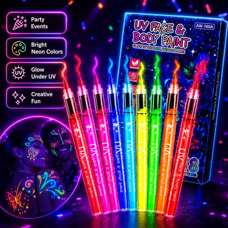 Luminous Marker Pen Waterproof Glow In The Dark Tattoo Body Paint DIY ...