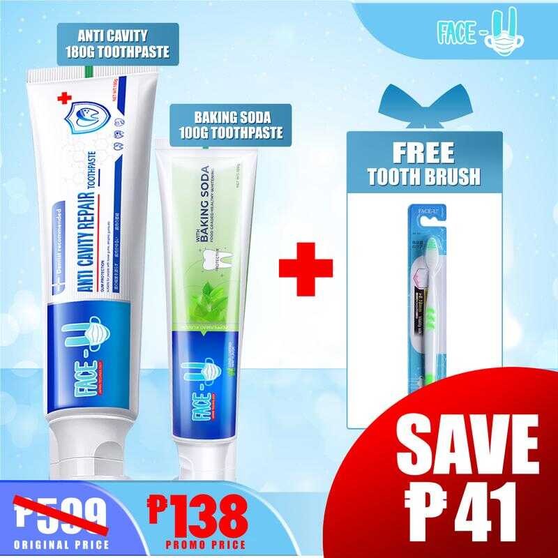 Face-U 1 Tube X 180G Anti-Cavity Toothpaste + Baking Soda 100G Free ...