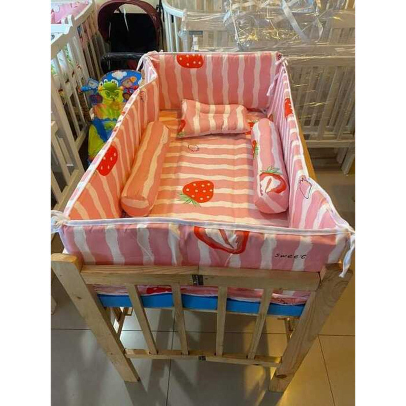 wooden crib adjustable and foldable with bumperset 22*36 inches ...