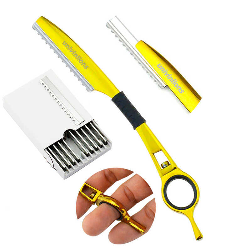 1 Thinning Razor 10 Blades Straight Salon Hairdressing Stick Hair ...