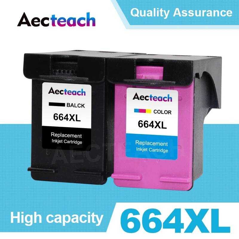 5 Aecteach 3 Ink Cartridge For Hp664 Black&Tricolor HP Deskjet 2600 ...