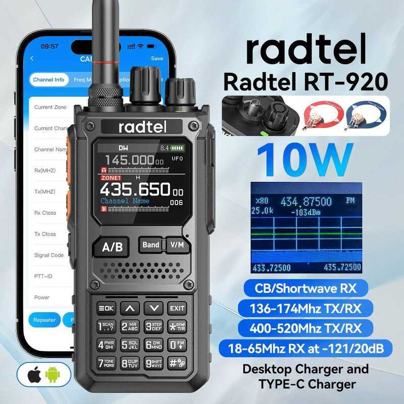 Radtel RT-920 Multi-Band Ham Radio Programmable CB with Bluetooth App ...