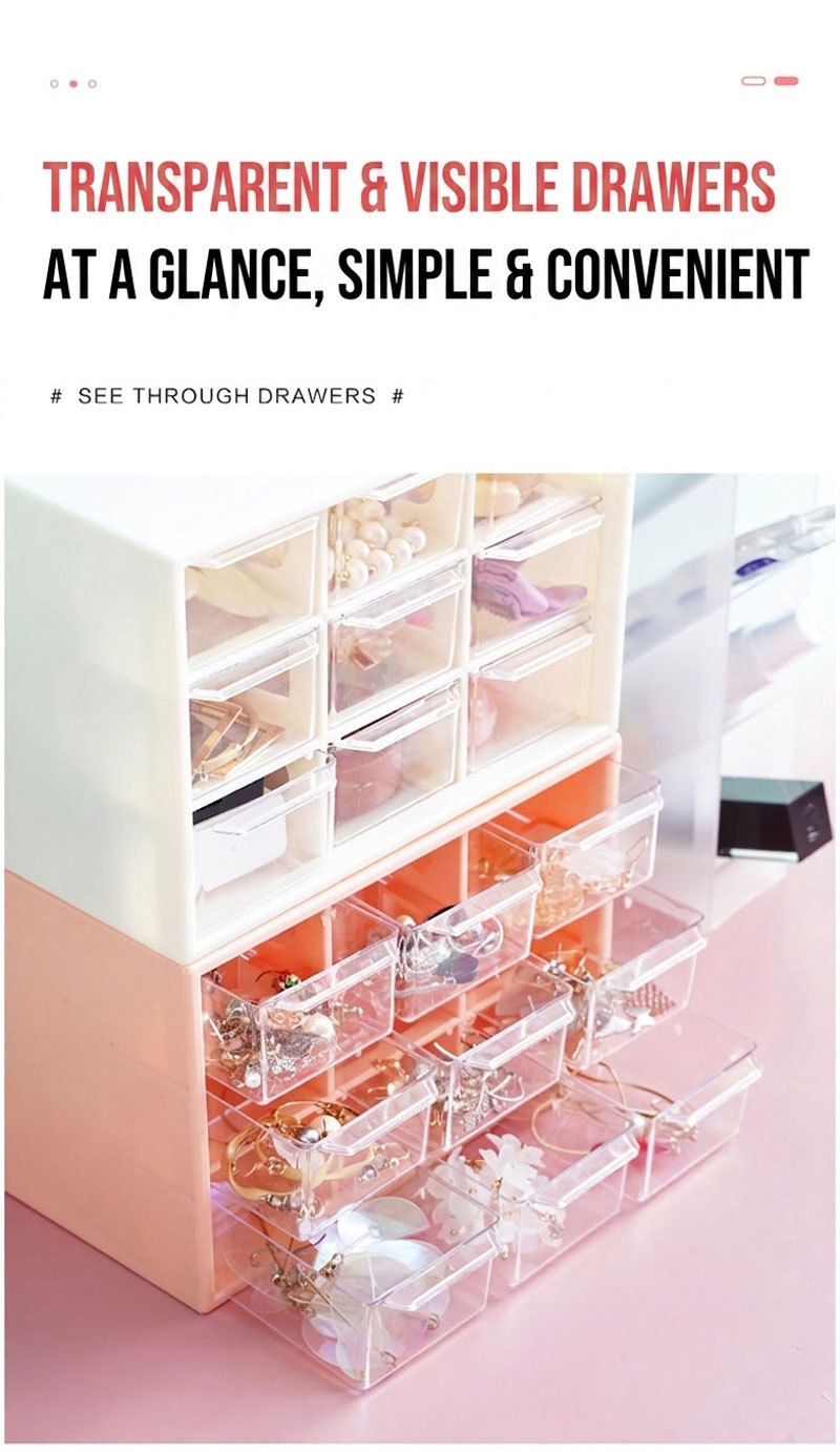 Desktop Stationery & Makeup Storage Organizer with Drawer for Jewelry ...