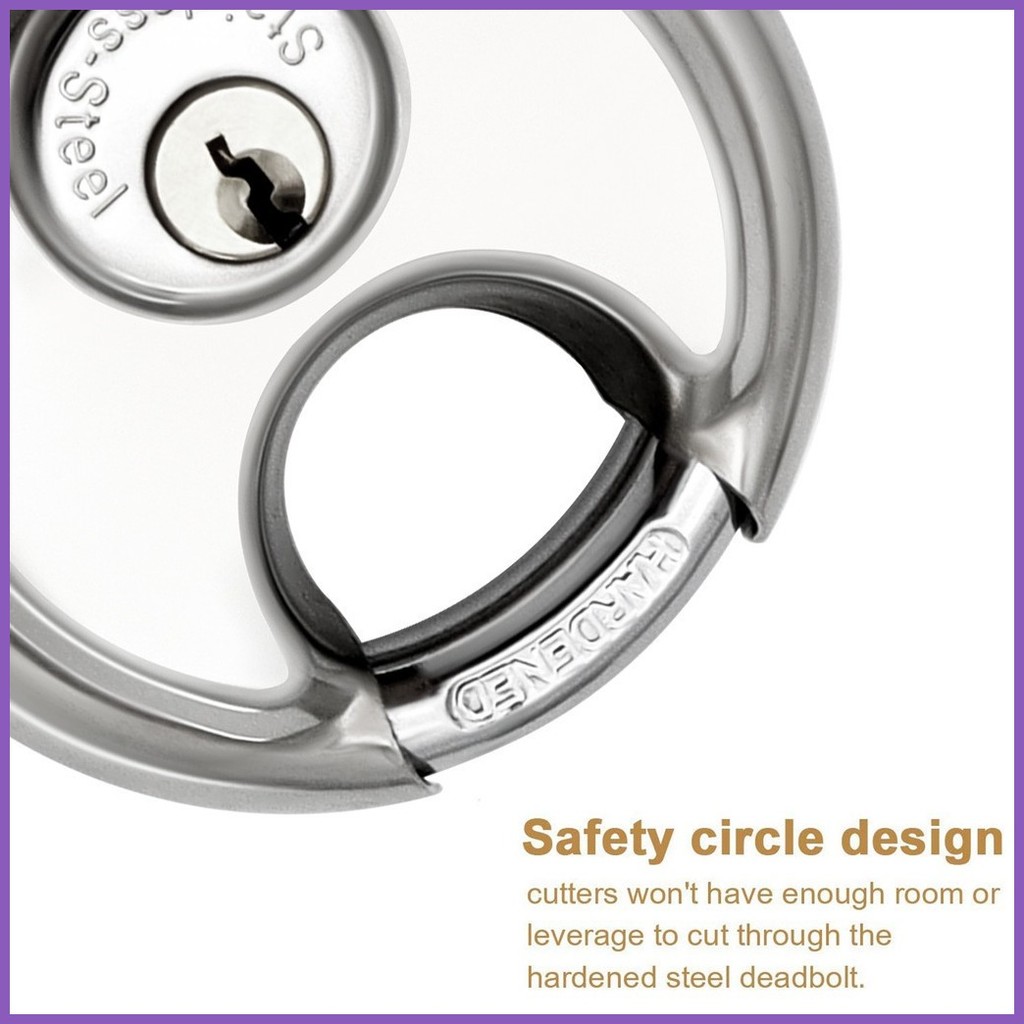 ⊙ Stainless Steel Disc Padlock with 2 Keys Anti-Theft Round Disc Lock ...
