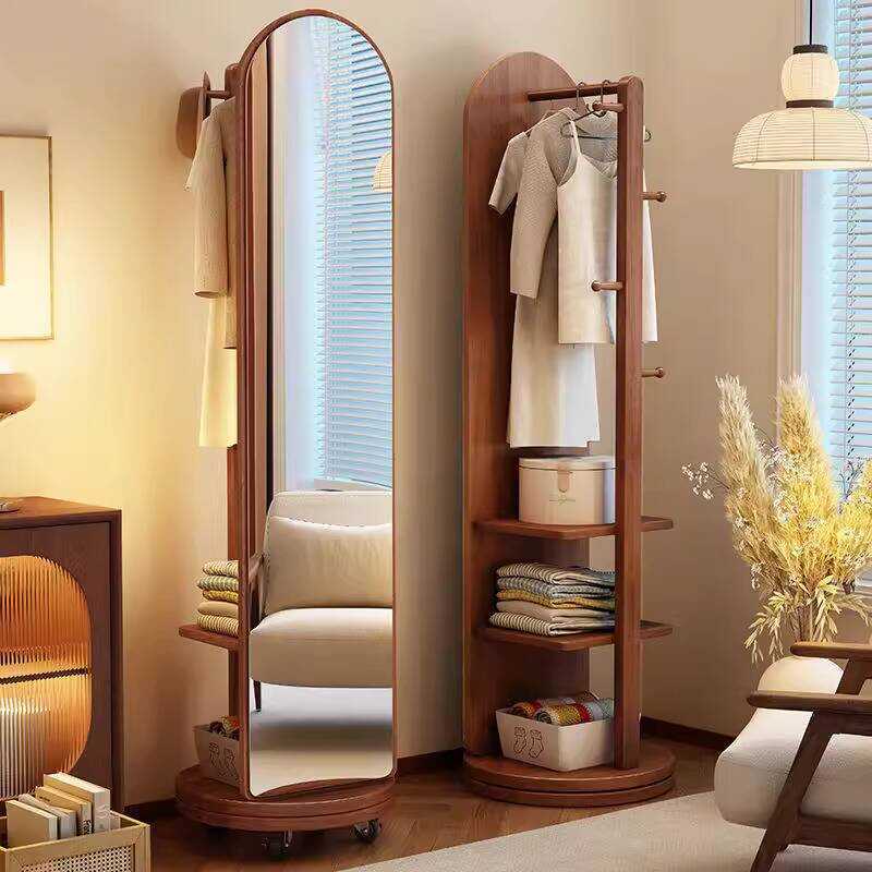 Rotating Full-Length with Integrated Clothes Home Bedroom Solid Wood ...