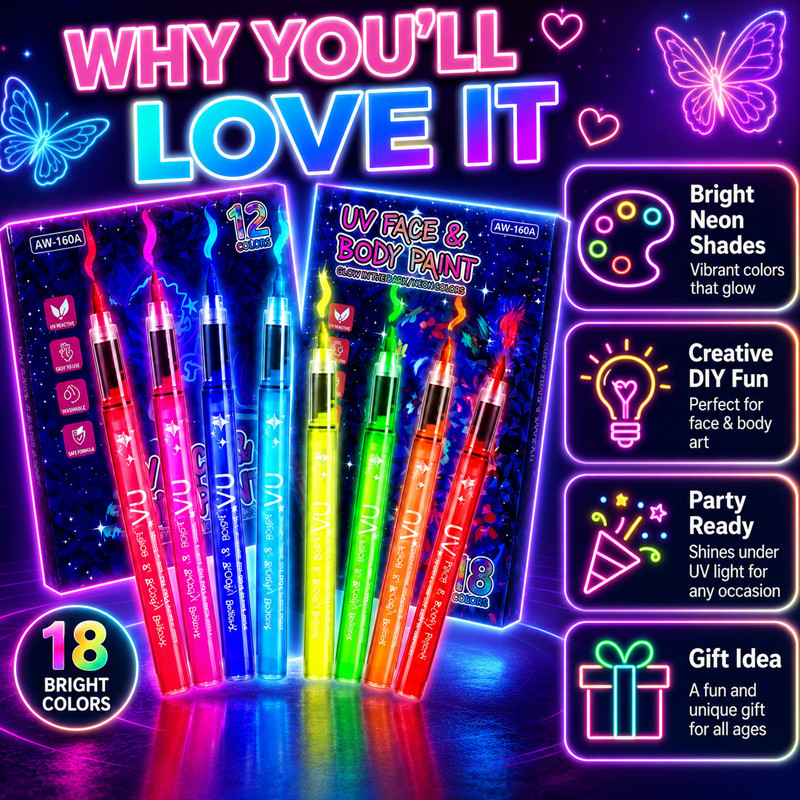 Luminous Marker Pen Waterproof Glow In The Dark Tattoo Body Paint DIY ...