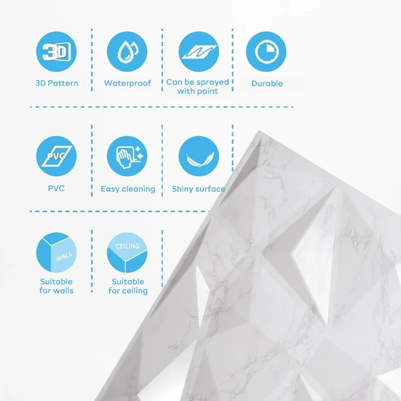 10 pcs 30×30cm Pvc Wall Panel 3D Wallpaper Wall Design Decor Home ...