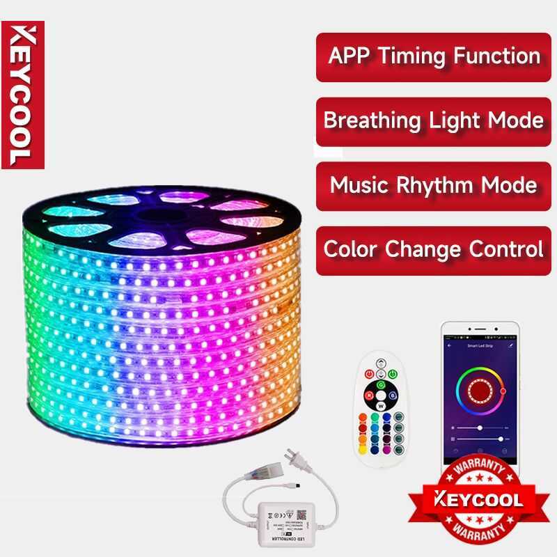 Lights Strip Light Led For Ceiling 220V 5050 RGB Neon Smart Sync Music ...
