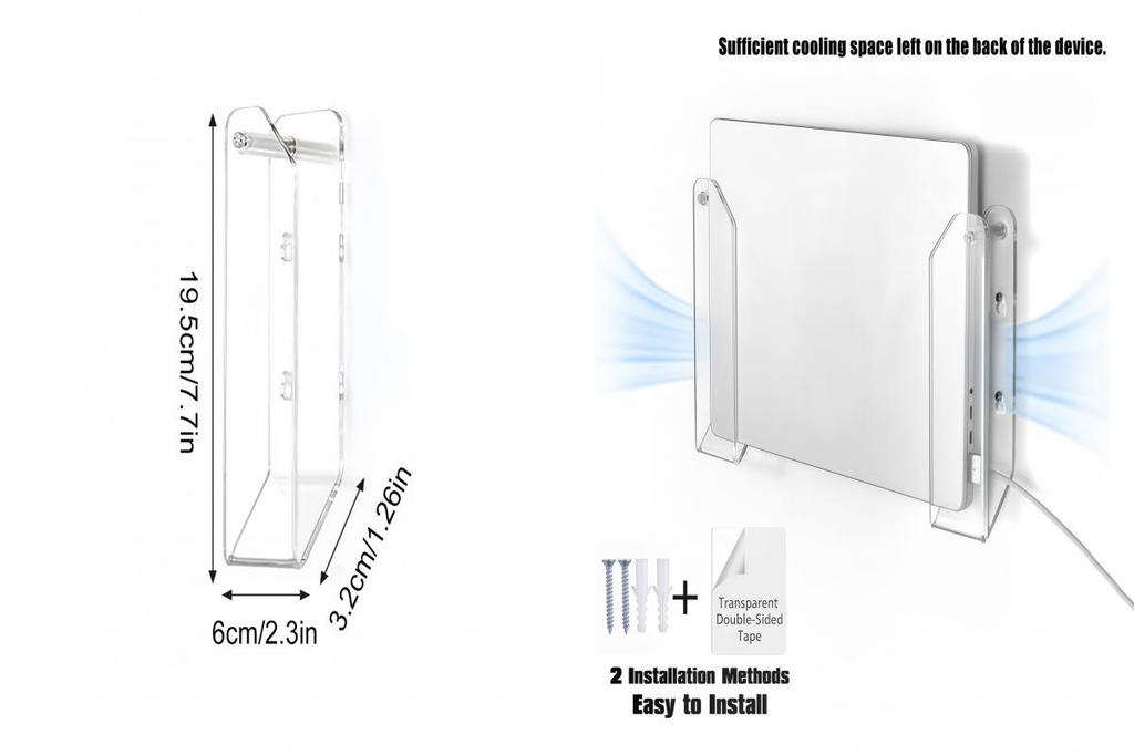 Vertical Laptop Stand for Desk Acrylic Laptop Wall Mount Holder Space ...