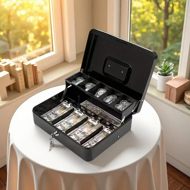 Avinas Money Metal Cash Coin Cashier Money Drawer Box Stainless Steel ...
