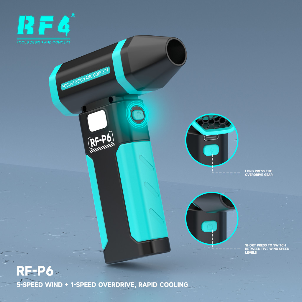 RF4 RF-P6 Portable Fan 6000mAh 200000 RPM Brushless Motor 5 Speed Small ...