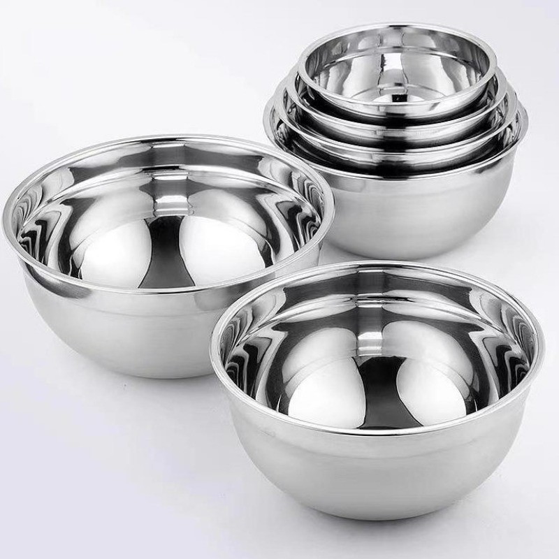 32/24/18cm 304 Stainless Steel Basin Kitchen Big Mixing Bowl Round Wash ...