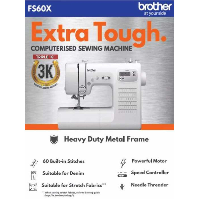 Triple K BROTHER Fs60x EXTRA TOUGH Portable Heavy Duty Sewing Machine ...