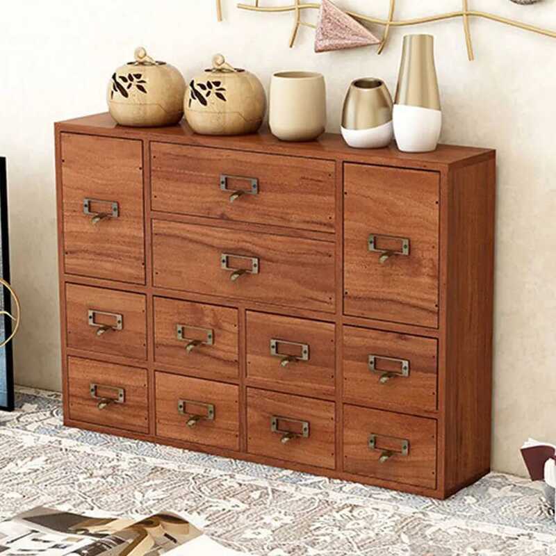 Drawer Wooden 12 Apothecary Cabinet With Label Slot & Metal Handle ...