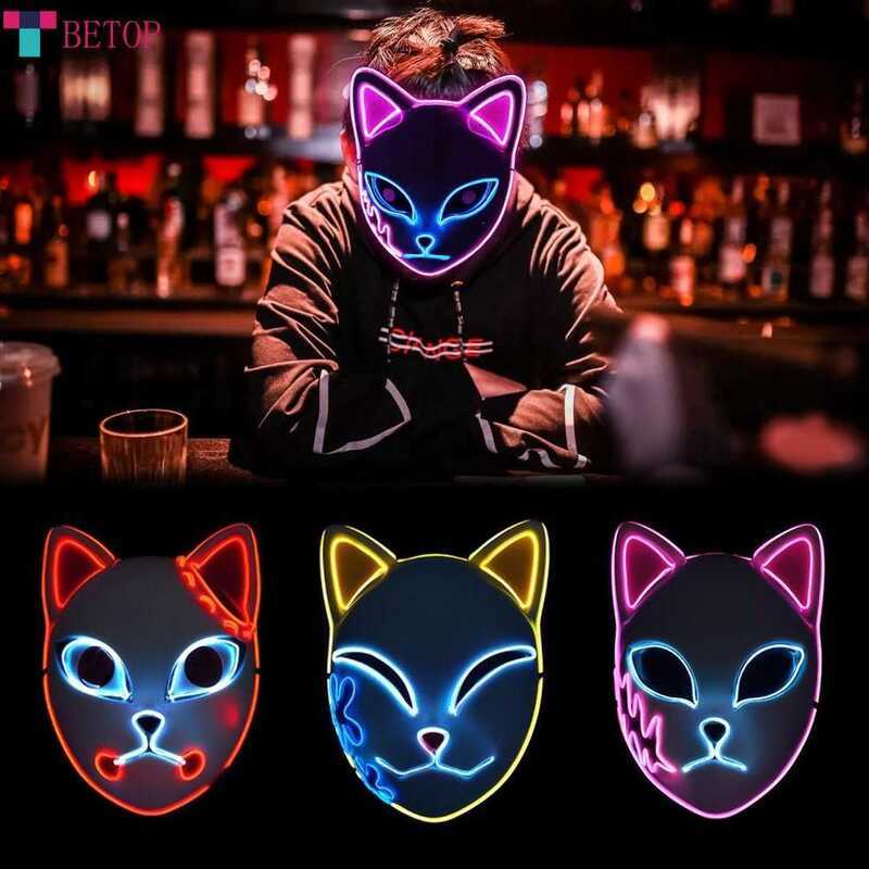 Teabelle LED Demon Slayer Tanjirou Mask Sabito Mascarilla Anime Masks ...