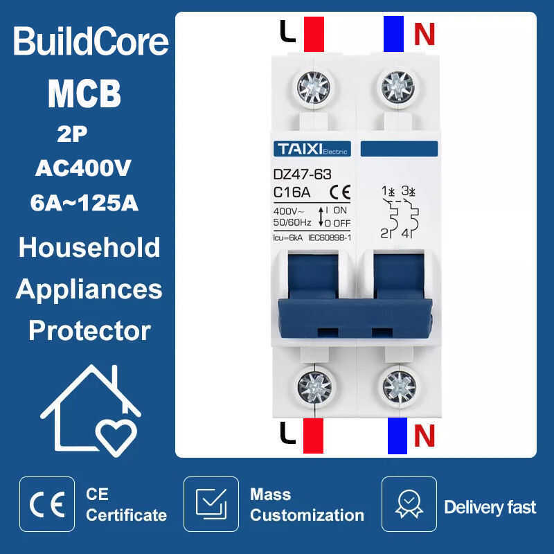 AC / DC Miniature Circuit Breaker 20A 25A 32A 63A 2 POLES Din Rail Type ...