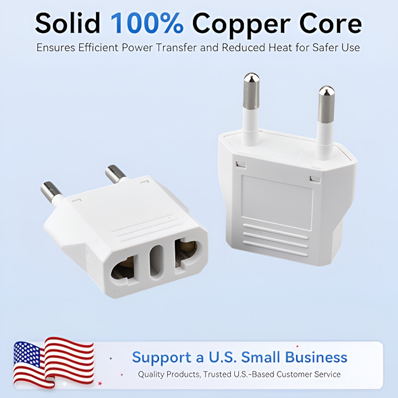 2pcs 2-pin US To EU European Plug Adapter EU To US American AC Travel ...
