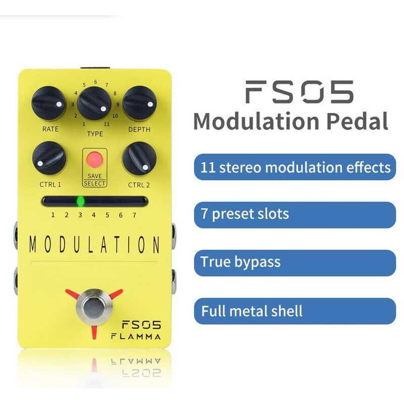 FLAMMA Fs05 Modulation Pedal Stereo Digital Guitar Effects With 11 And ...