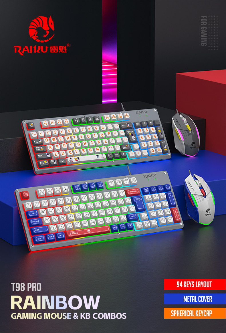 RAIKU T98 PRO Gaming Keyboard And Mouse Set - 94 Keys, Premium Metal ...
