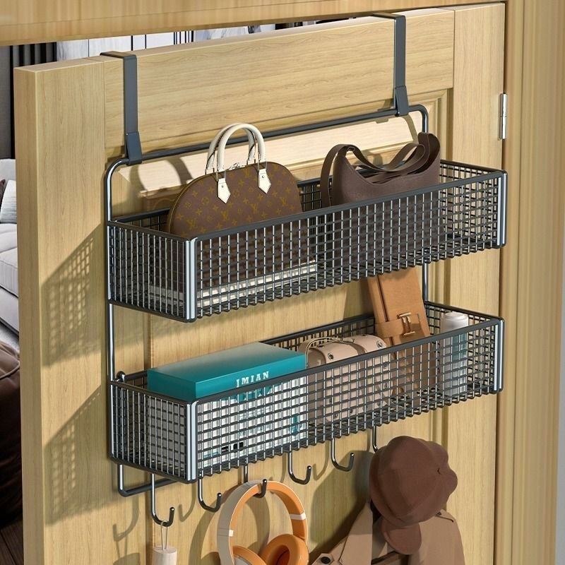 Over-the-Door Storage Rack, No-Drill Hanging Clothes Rack, Behind-Door ...