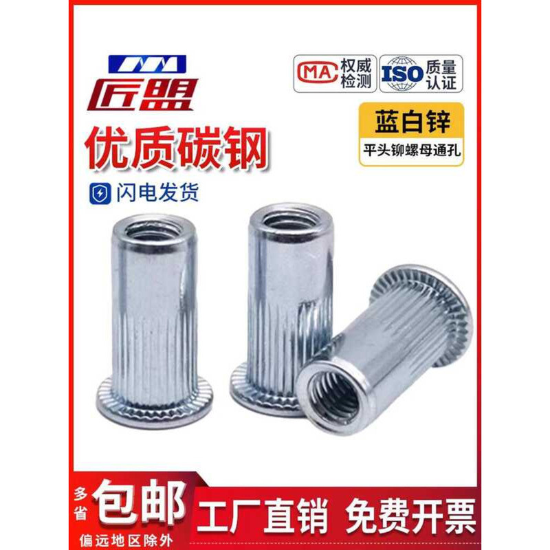 GB17880.1 Galvanized Flat Head Nut Large Extended Through Hole Rivet M3 ...