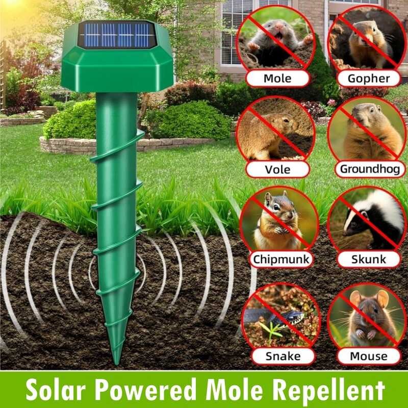 Outdoor Ultrasonic Mole Solar Rat Repeller Deterrent For Garden Gophers ...