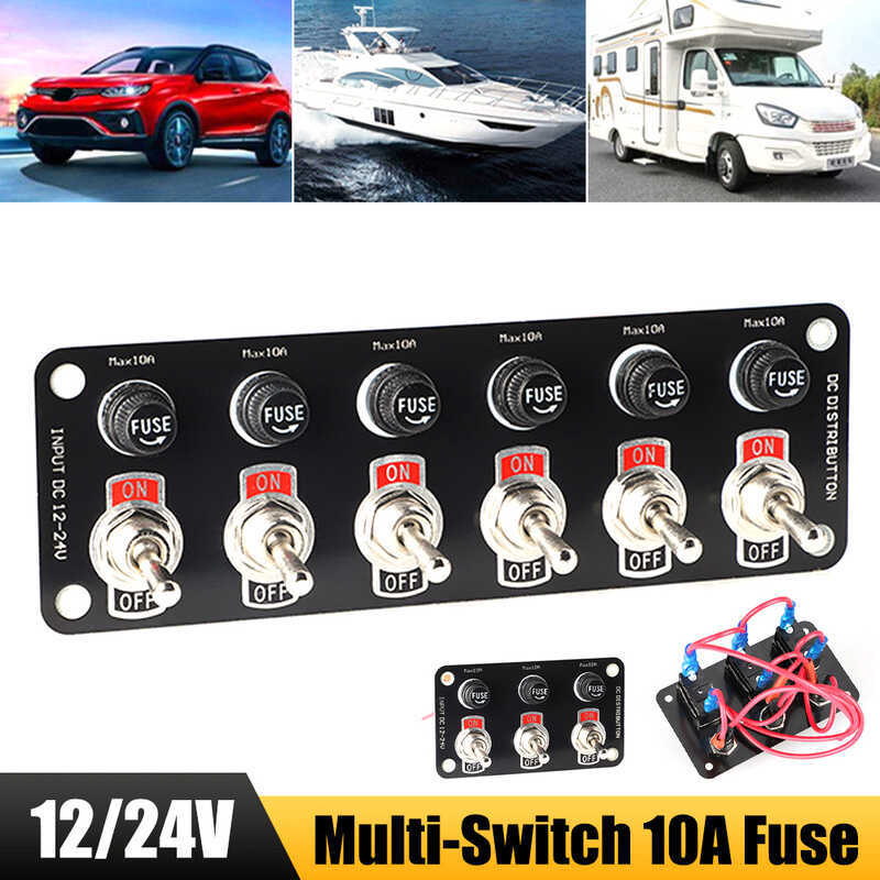 FUVOYA 3 Gang/6 Gang Toggle Switch Panel 12V/24V On/Off Rocker With 10A ...