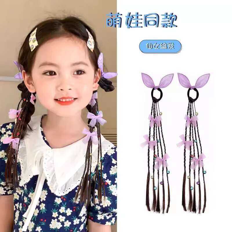 Butterfly Style Bunny Ear Wig Braid Bell Bow Ponytail High Elasticity ...