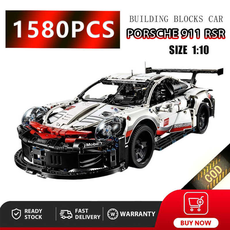 Porsche 911 1:10 Building Blocks Remote Control Car Compatible Lego ...